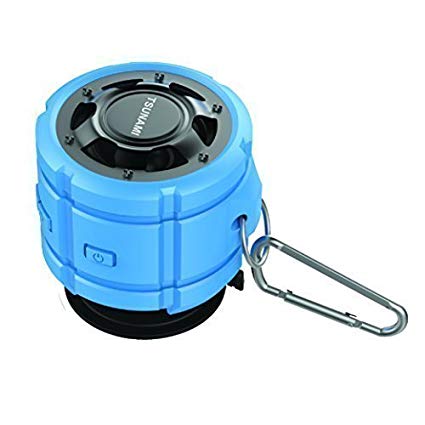 Tsunami Outdoor Waterproof IPX7 Water Resistant Weatherproof Portable Bluetooth Wireless Shower, Pool and Beach Speaker + FREE Window Adpater, Belt Clip and Inflatable Tube - BLUE