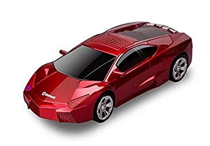 Wireless Bluetooth Portable Red Lamborghini Shape Car Mini Music Speaker Support Tf Card, Usb, Fm Radio Function (Red)