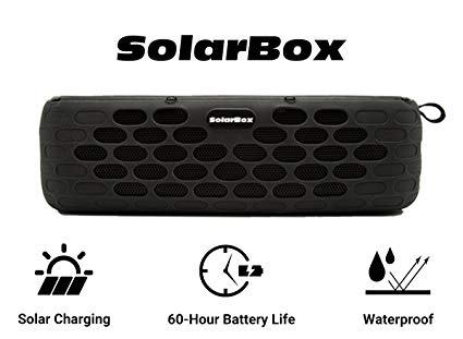 Solar Powered Bluetooth Speaker, Solarbox IPX5 Waterproof Outdoor Portable Wireless Speaker with 60-Hour Playtime, HD Audio, Built-in Mic, 10W Enhanced Bass Sound. Perfect for iPhone, Samsung and more
