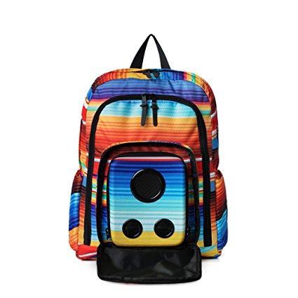 Super Real Business Bluetooth Speaker Backpack With 15-Watt Speakers & Subwoofer for Parties/Festivals/Beach/School. Rechargeable, Works with iPhone & Android (Rainbow, 2018 Edition)