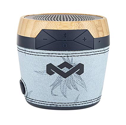 House of Marley, Chant Mini Bluetooth Portable Wireless Speaker, Splash Resistant IPX4, Full Range Sound, Integrated Mic for Use as Speaker Phone, Carabiner, Sustainably Crafted, EM-JA007-BH Blue Hemp