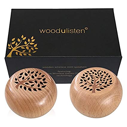 Wireless Natural Wood Acoustic Speakers (Set of 2)