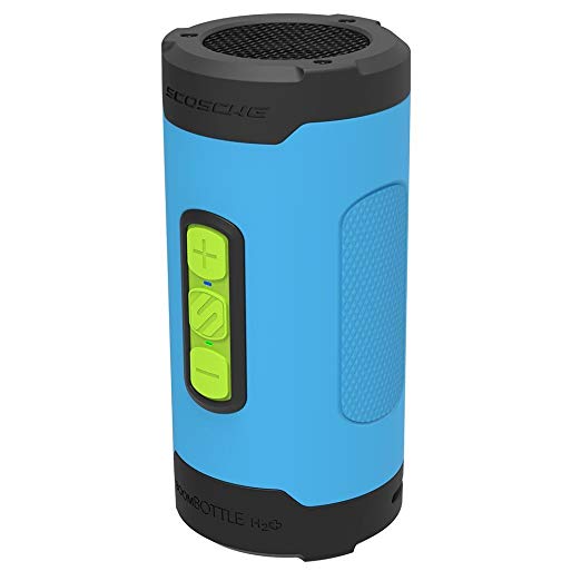 SCOSCHE BoomBottle H2O+ Rugged Waterproof Portable Wireless Bluetooth Speaker - 360-Degree 12 Watt 50mm Speaker with Subwoofer and Indoor/Outdoor EQ Functions - Tech Sport Blue (BTH2PTSBL)