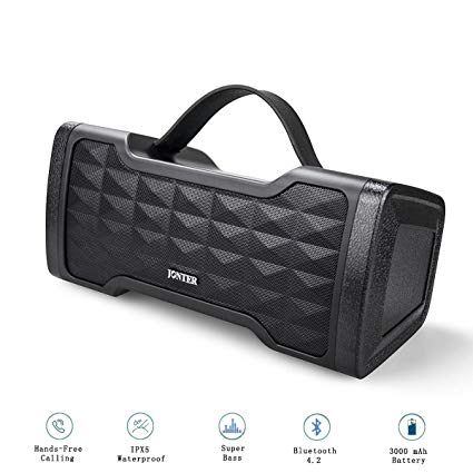 IPX5 Waterproof Bluetooth Speaker,JONTER SoundPlus Portable Bluetooth Speaker : 24W Speakers,Loud Volume,More Bass,Free Sound,Bluetooth 4.2 technology Wireless Speaker for Outside (Black)