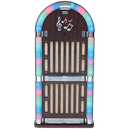 Sylvania SRCD806 Wooden Bluetooth Jukebox Speaker System with Multi Color Lights