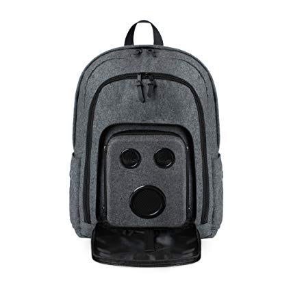 Bluetooth Speaker Backpack With 15-Watt Speakers & Subwoofer for Parties/Festivals/Beach/School. Rechargeable, Works with iPhone & Android (Gray, 2018 Edition)