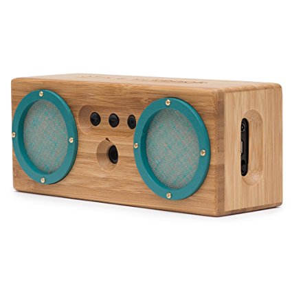 BONGO Bluetooth Wood Portable Speaker | Handcrafted Retro Bamboo Wireless Design | For Travel, Home, Beach, Kitchen, Outdoors | Enhanced Bass with Dual Passive Subwoofers | Green