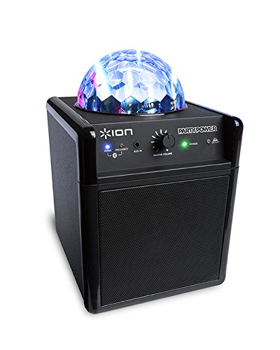 ION Audio Party Power | Portable Bluetooth Speaker System with Party Lights, Rechargeable Battery, and Auxiliary Input (10W)