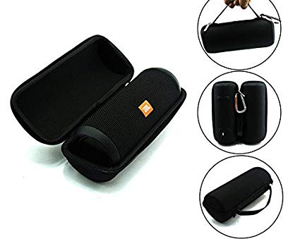 JBL Flip 3 Splash proof Portable Bluetooth speaker, Black PLUS Protective Hard Cover Portable Case, Black with keychain.