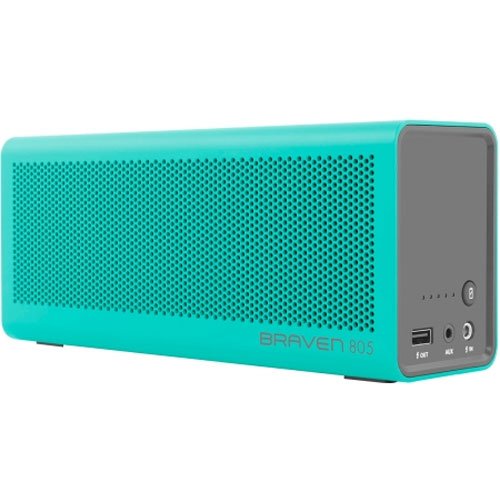 BRAVEN 805 Portable Wireless Bluetooth Speaker [18 Hour Playtime] Built-In 4400 mAh Power Bank Charger - Teal/Gray