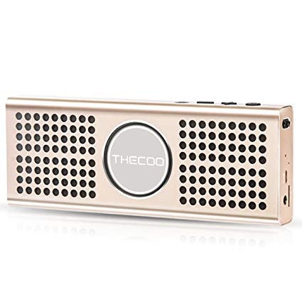 THECOO Hi-Fi Stereo Bluetooth Speaker,Bluetooth 4.0 Portable Wireless Speaker,10W Output Power with Enhanced Bass,Built-in Mic for Handsfree Call,Support TF Card & 3.5mm AUX Play (Black)