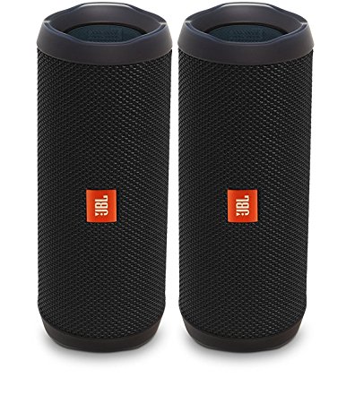 JBL Flip 4 Waterproof Portable Bluetooth Speaker, Black (Pair)