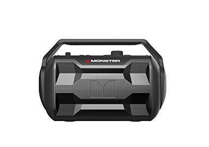 Monster NOMAD | 30 Watt, 30 Hour Portable Bluetooth Speaker, Weather Resistant (IPX4), AUX Input, MIC Input, FM Radio, and USB Charger for your Portable Devices (Black)