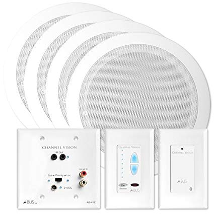 Channel Vision A-BUS Audio Distribution Kit with Bluetooth & Speakers, 2 Zones (AB-909W)